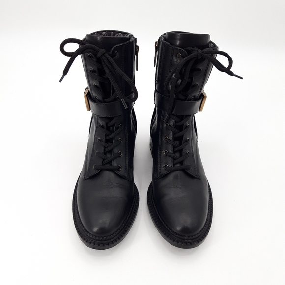AQUATALIA | Octavia Weatherproof Calfskin Buckle Combat Boot in Black - Picture 4 of 11